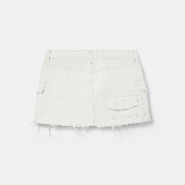 CARGO DENIM MINI SKIRT WHITE