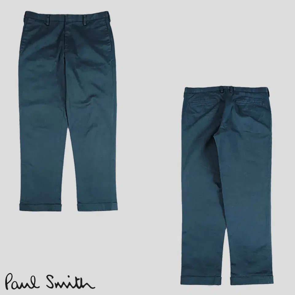 Paulsmith JP Pigment Ocean Bloo Cotton Blend Simple Casual Turn-up Chino Pants Cotton Bar