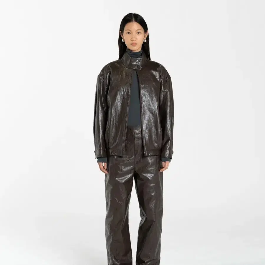 아모멘토 vegan leather double layer pants