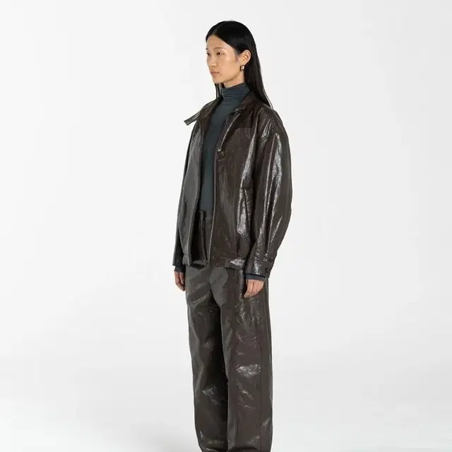 아모멘토 vegan leather double layer pants