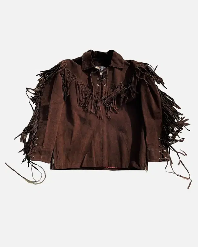 90s western leather lace-up pullover