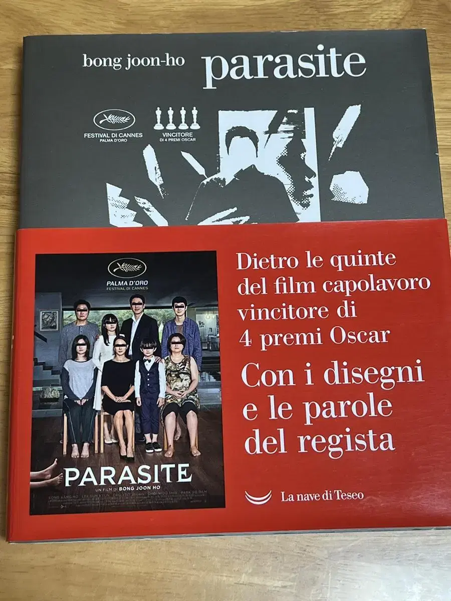 Italian edition of the storyboard book for Parasite, directed by Bong Joon-ho.