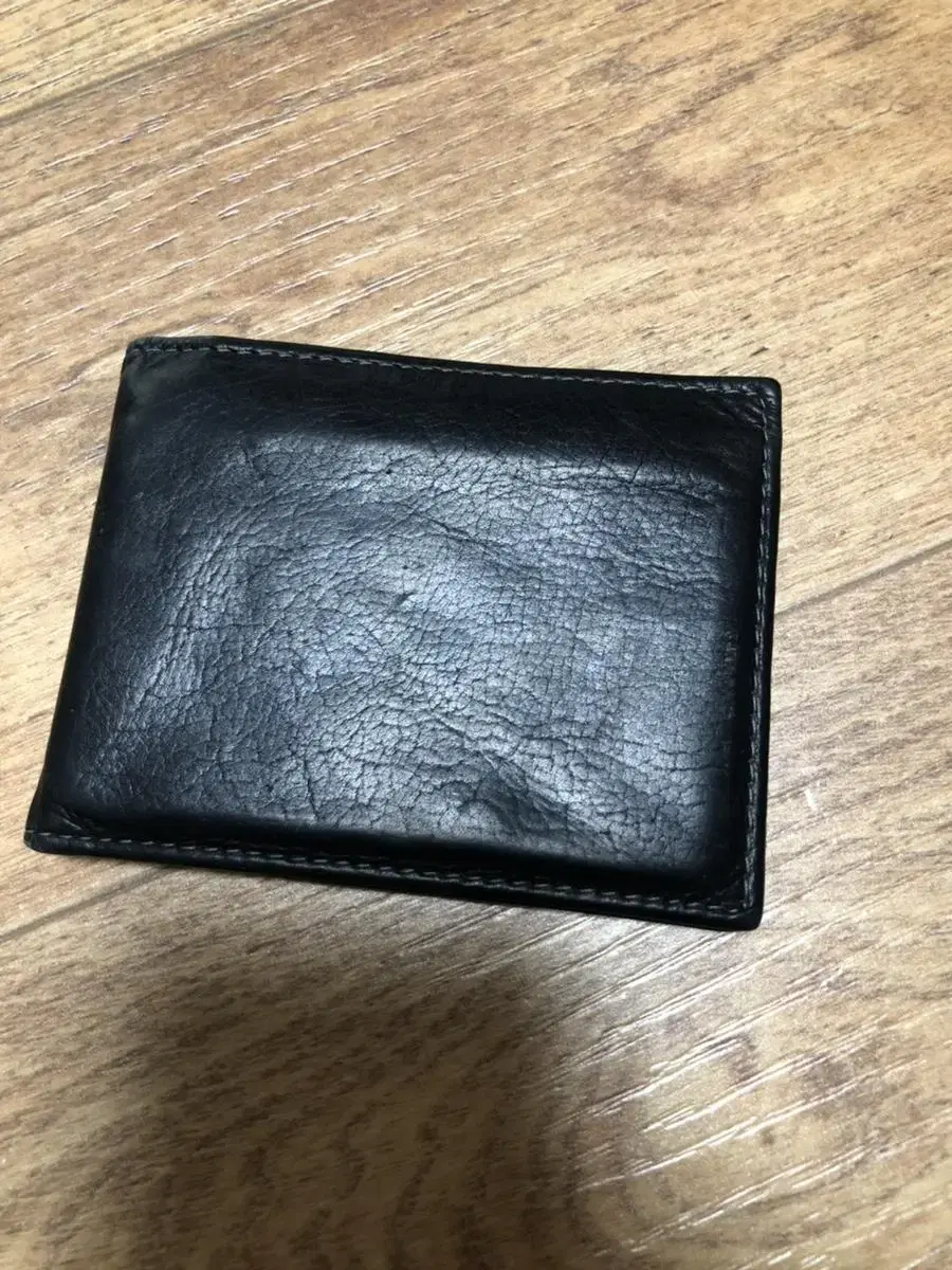 Black leather wallet thin kard wallet