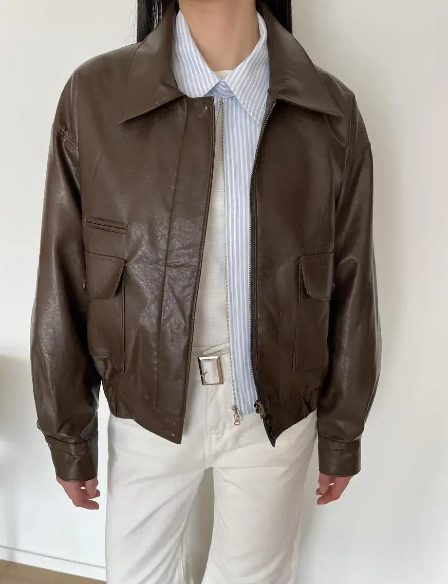 플라시드 Lavo Leather Blouson 브라운 새상품 판매 합니다