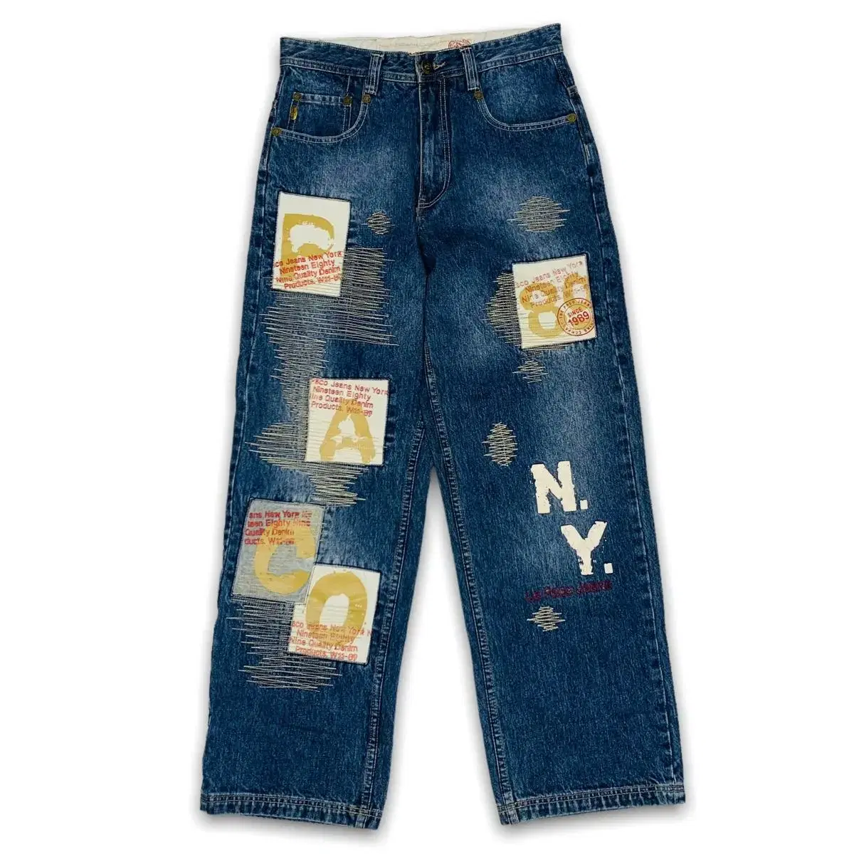 Paco Old School Hip Hop Patchwork Denim Pants