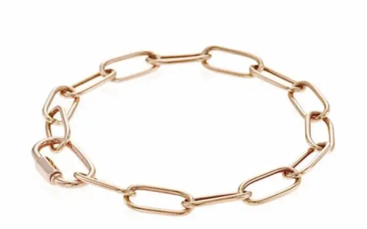 18K Rose Gold Ier Lock Chain Clip Bracelet