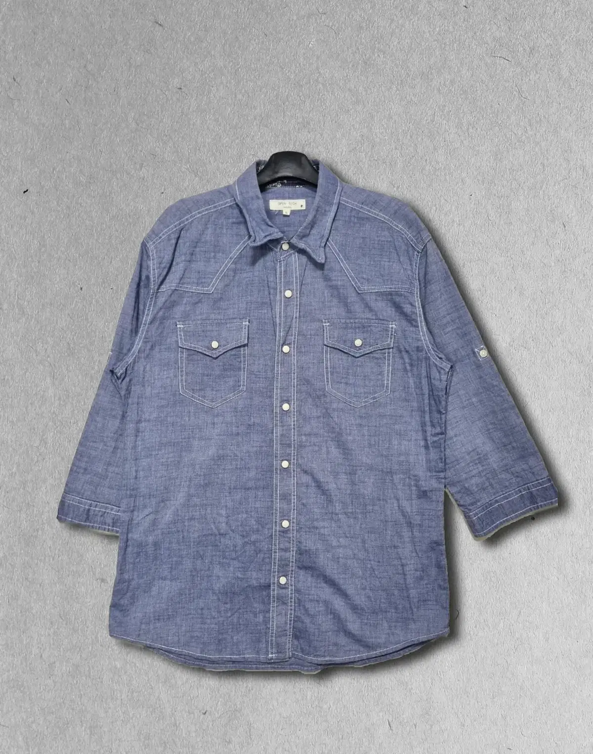 Winter Special//L) Open dich chambray western 7-part shirt