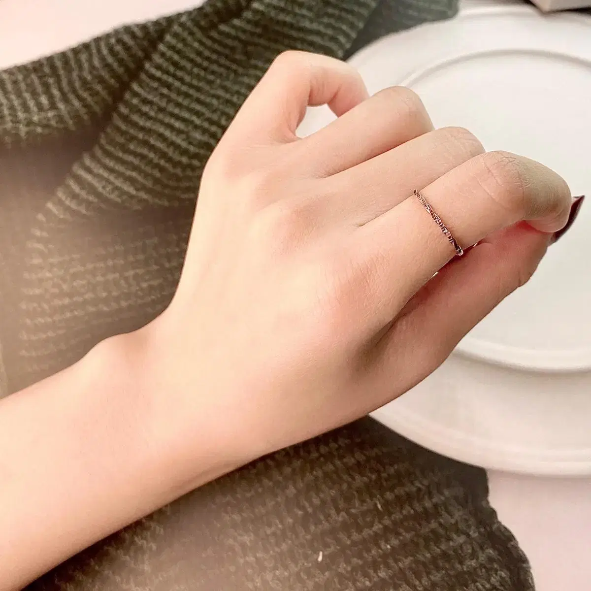 18k 14k 꼬임 컷팅 반지