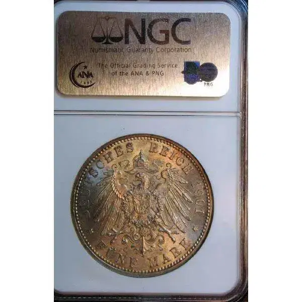 독일 - 1901년 발행 - 5 Marks - NGC MS 64