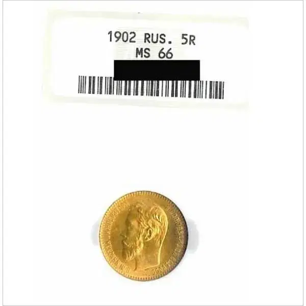 Russia 1902 5 lews gold coin NGC MS66