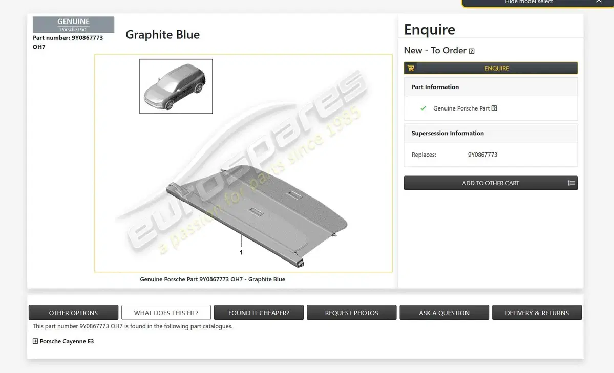 Porsche Cayenne E3 Cover Parts  포르쉐 카이엔