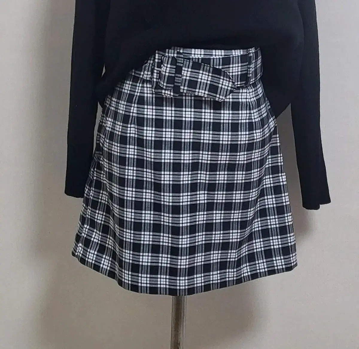 H&M check belt skirt Y2K teen miniskirt