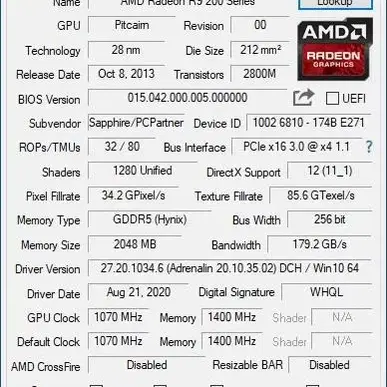 사파이어 라데온 R9 270X OC D5 2G Dual-X