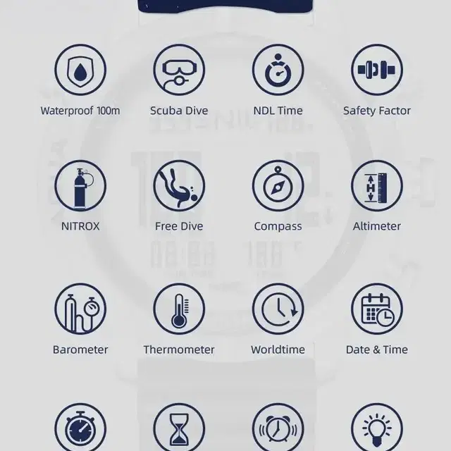 100미터 방수 스쿠버 다이빙 시계 고도 기압 온도