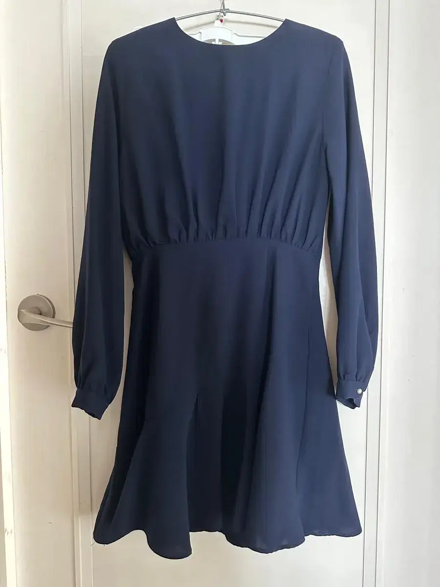 Long-sleeved navy dress