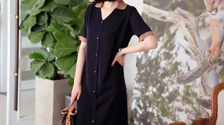 Kara Sleeve Point Medium Long ONEPIECE Navy