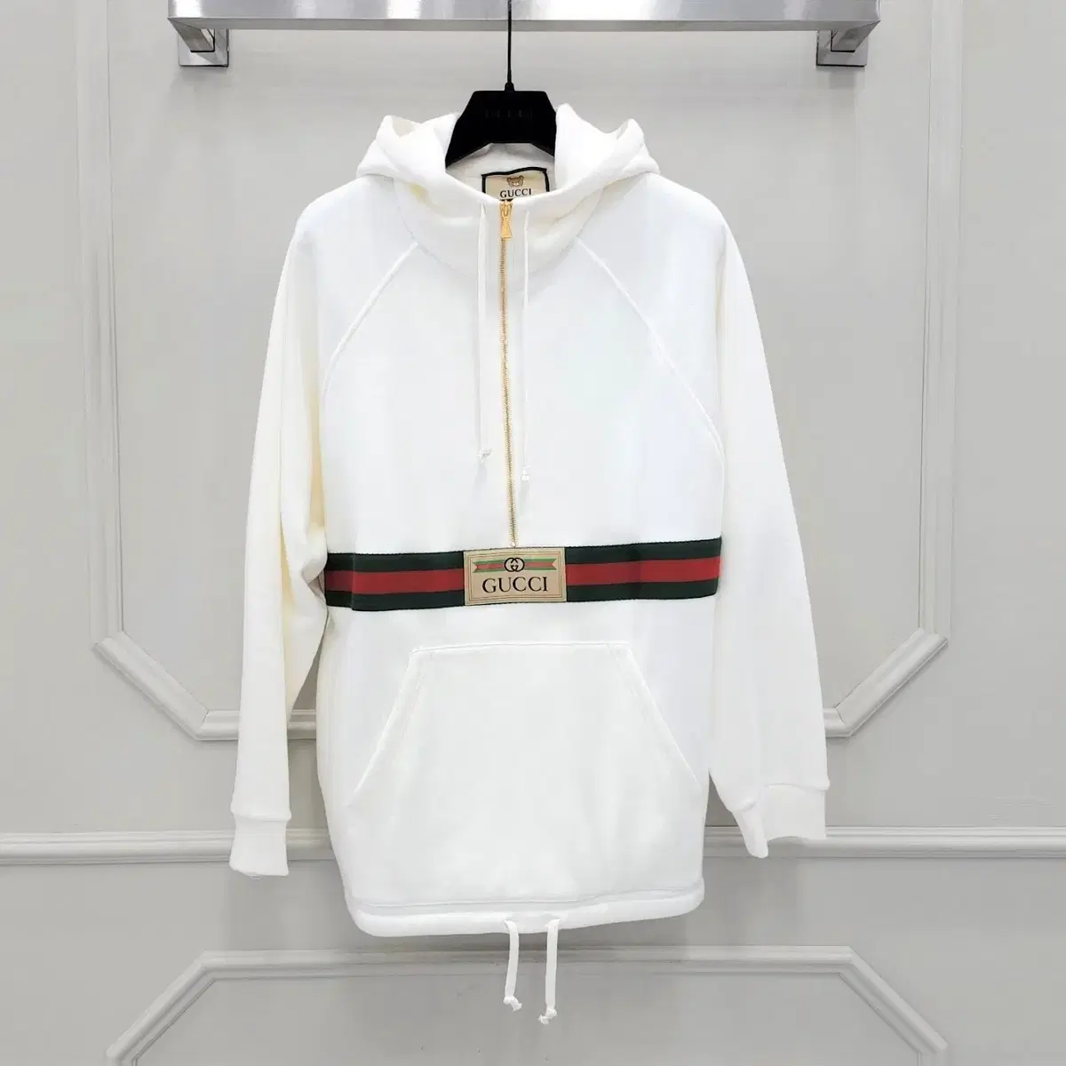 S / Gucci X kai Tricolor Striped Logo Teddy Bear Hoodie