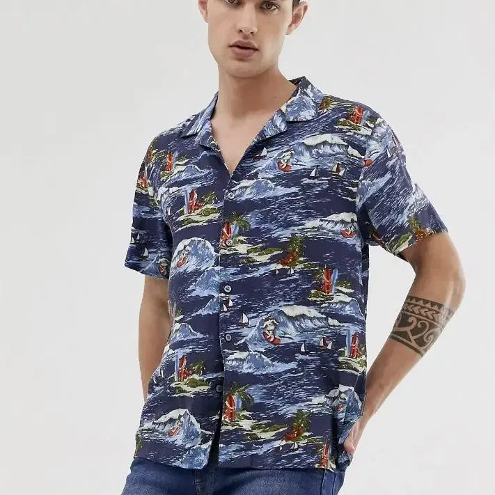 french connection surf print shirt M