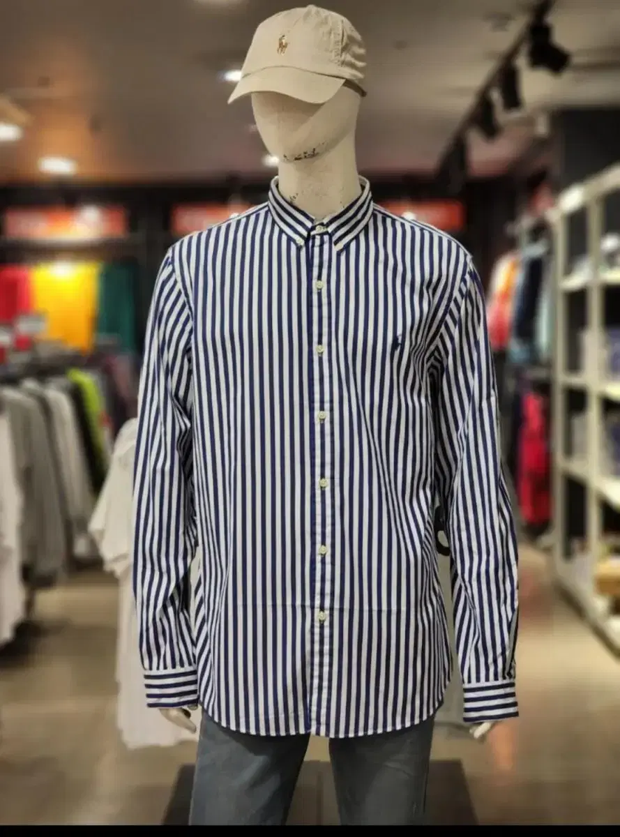 Polo Poplin Slim Fit Striped Shirt M