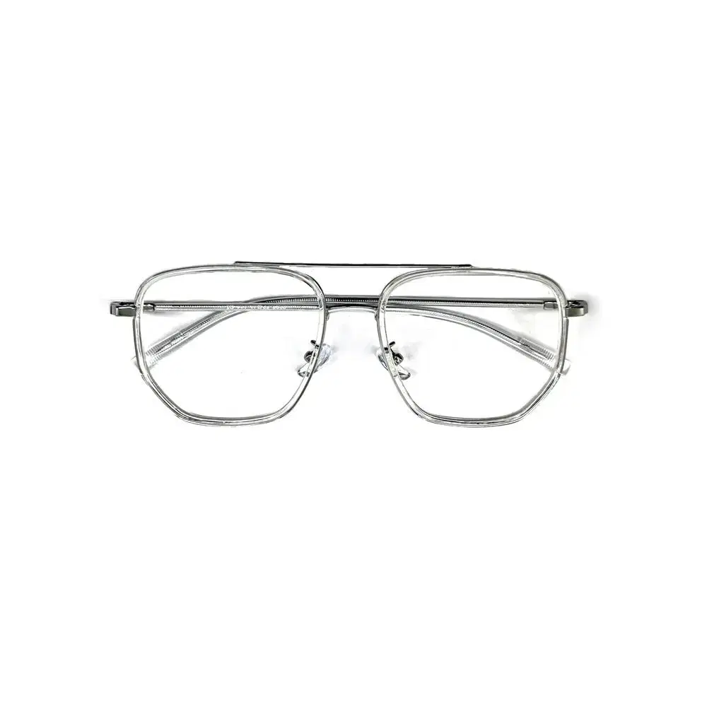 Glossy Transparent Silver Two-Bridge Boeing 5506 Eyeglass Frames