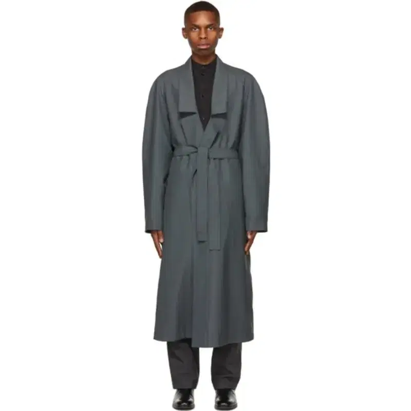 [S] L'Hermès Light Robe Trench Coat Iron Gray