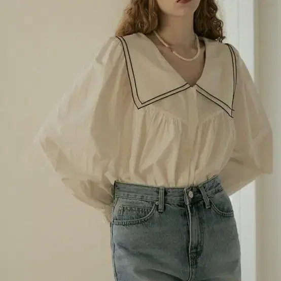 more than like BELL COLLAR COTTON BLOUSE