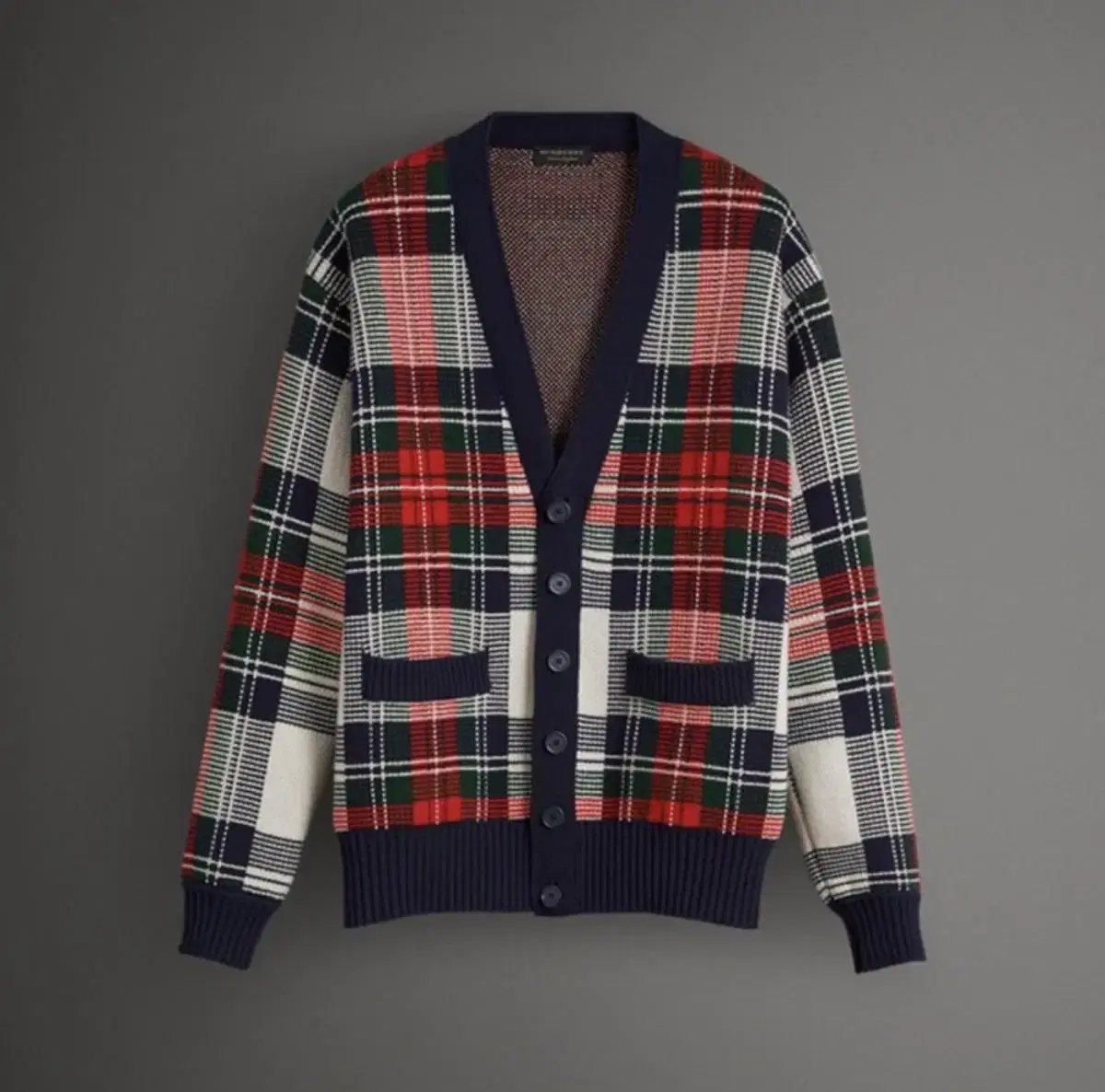 Burberry Runway Tartan Wool and Cashmere Cardigan Size M