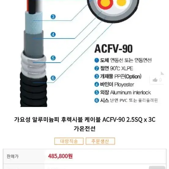 가요성 알루미늄피 방수후렉시블 전선케이블