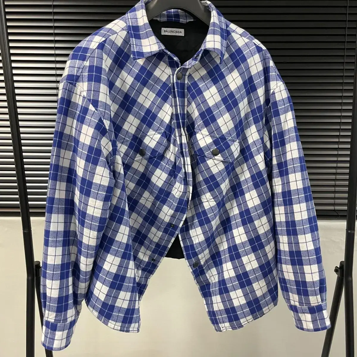 Balenciaga Flannel swing jacket in bloo check