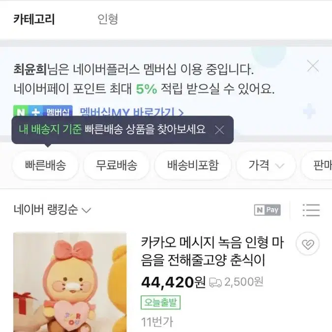 마음을전해줄고양춘식이녹음인형