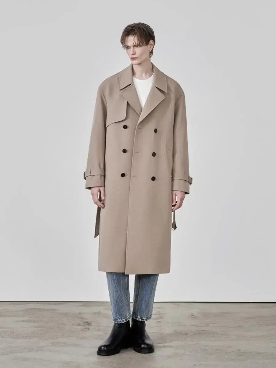 [Dropped fit] Oversized wool trench coat BEIGE