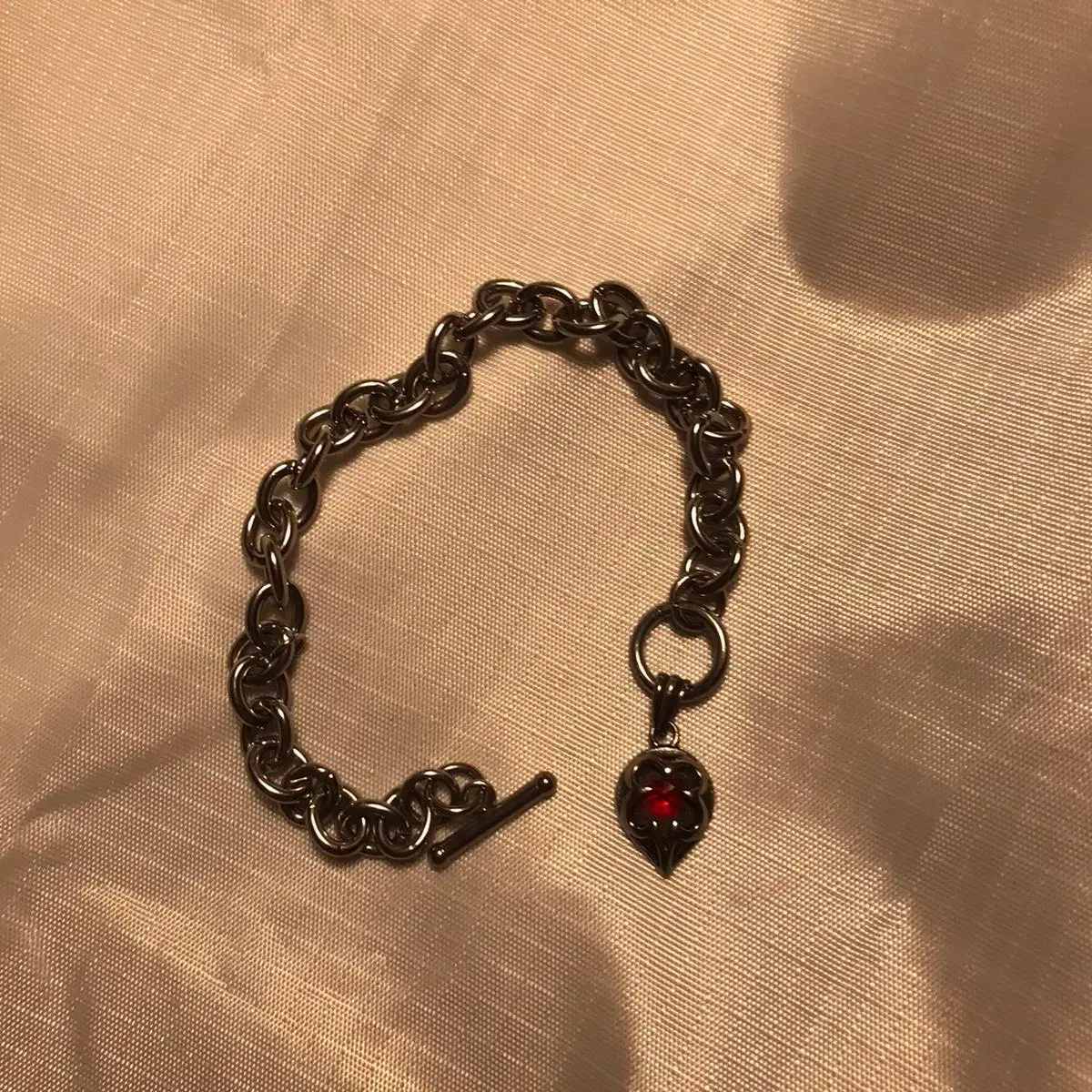 남자 팔찌 레드 스톤 크롬