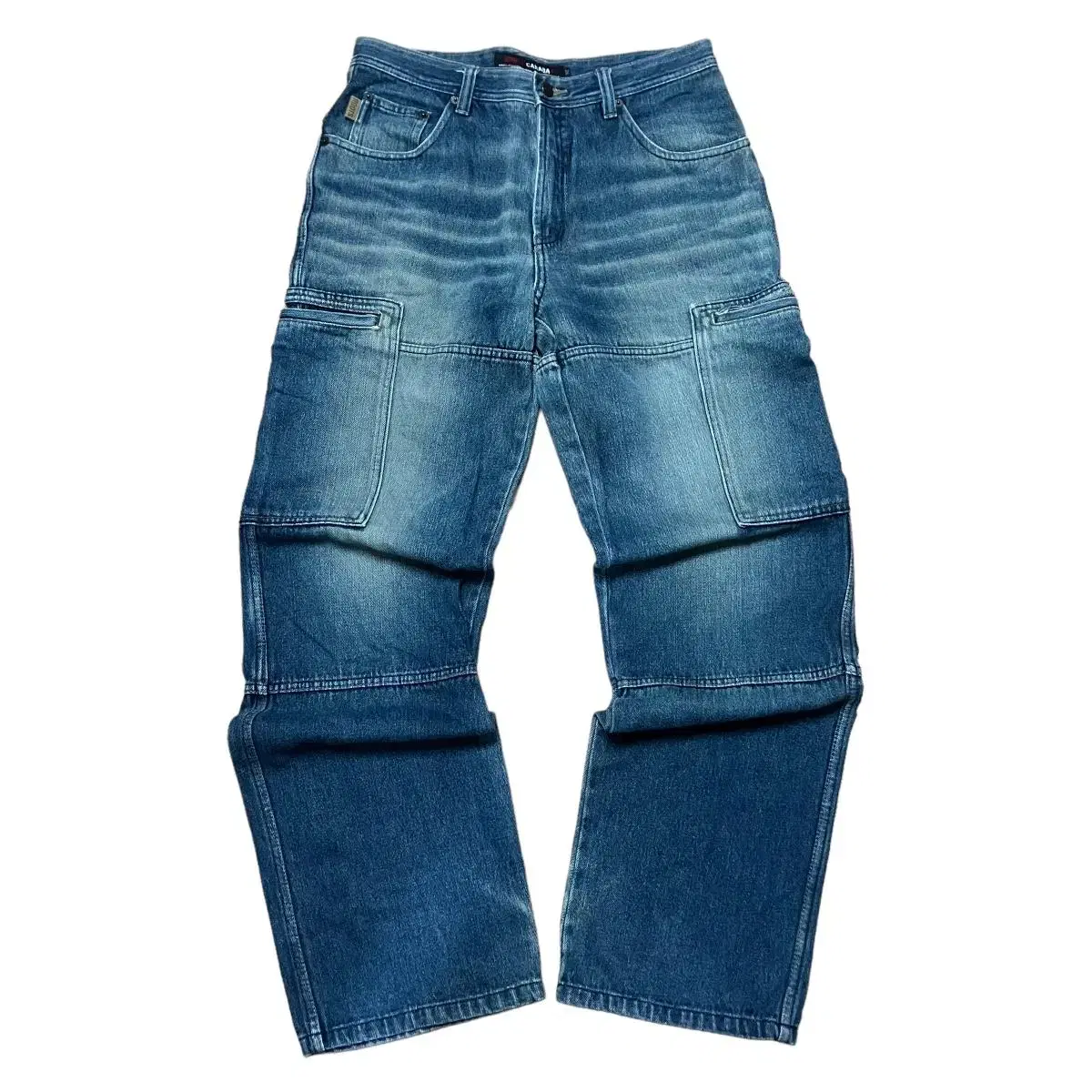 Wide Washed Denim Cargo Pants 34 Vintage Pants Jeans