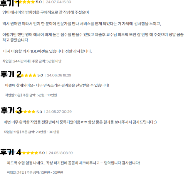 초고퀄 영어 에세이 과제 논문 과제 대필 대행 (후기있음)