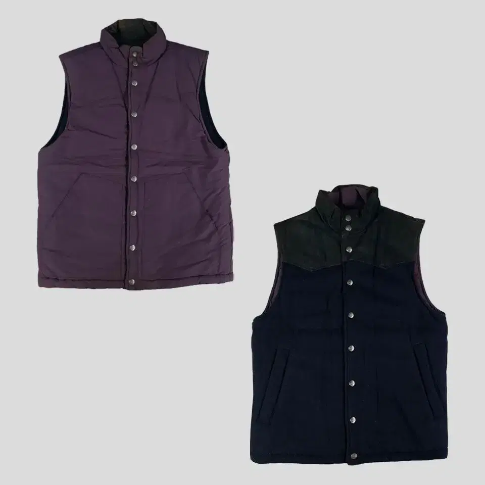 CIAOPANIC Chaopanic Purple Navy Reversible Wool Tonal Puffer Vest