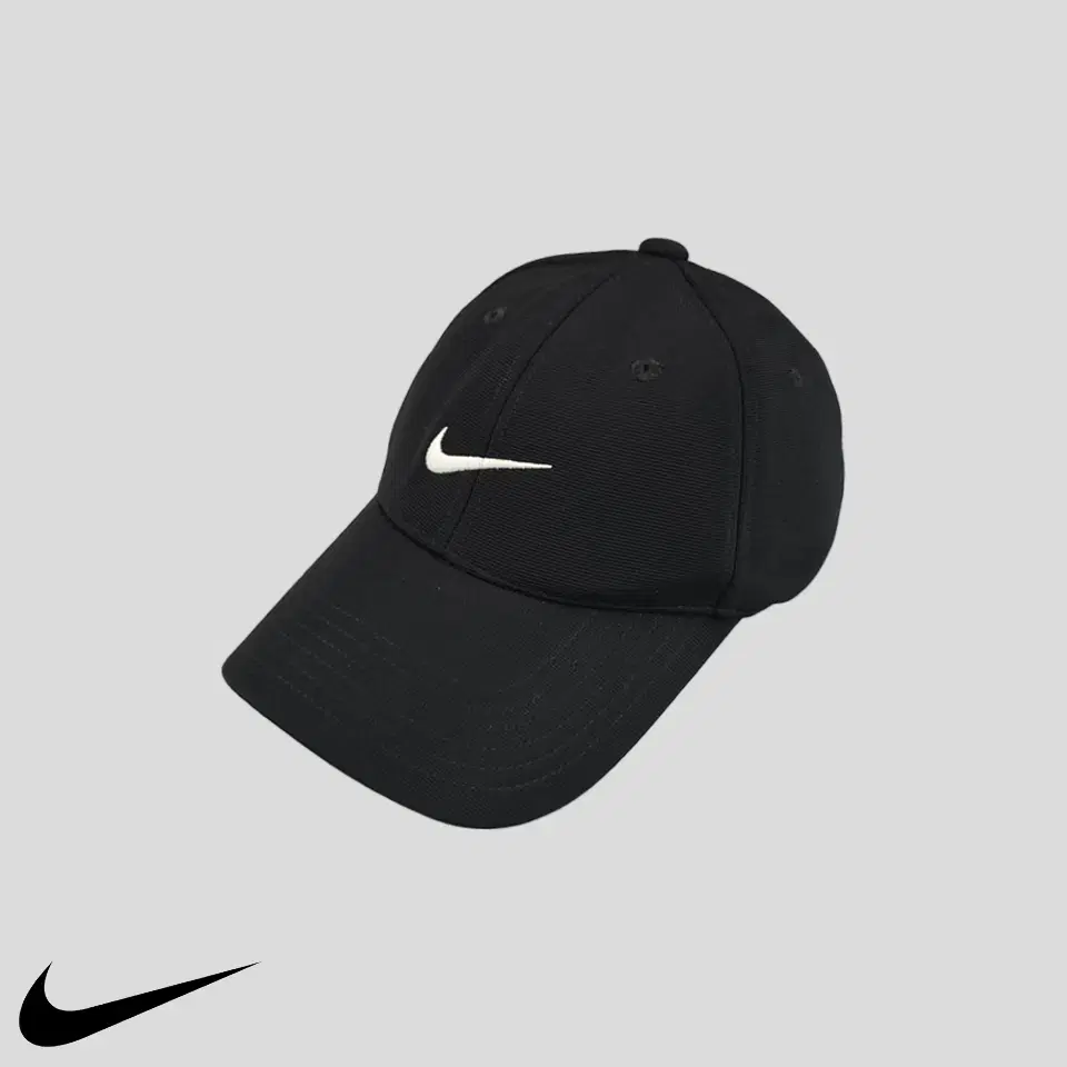 Nike Golf Black White Swoosh Poly Functional 6 Panel Ballcap Baseball Cap FRE