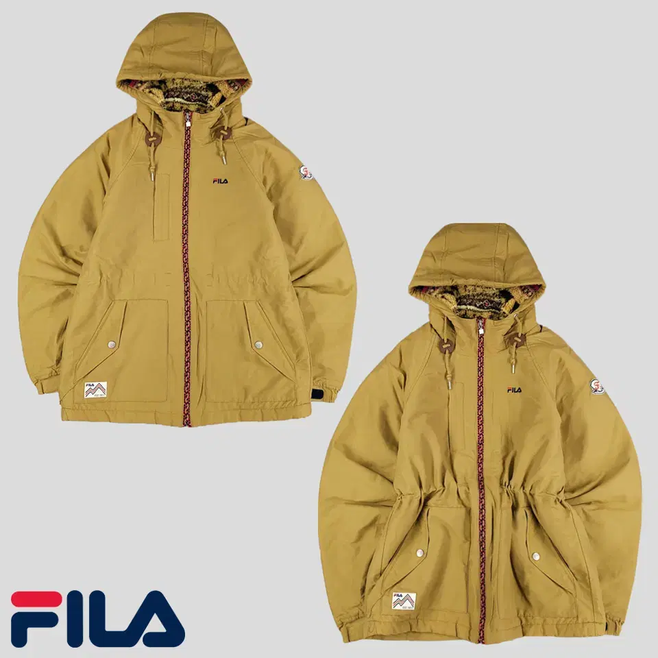 FILA 필라 휠라 JP 베이지 로고자수 체스트포켓 에스닉 라이닝 이너플