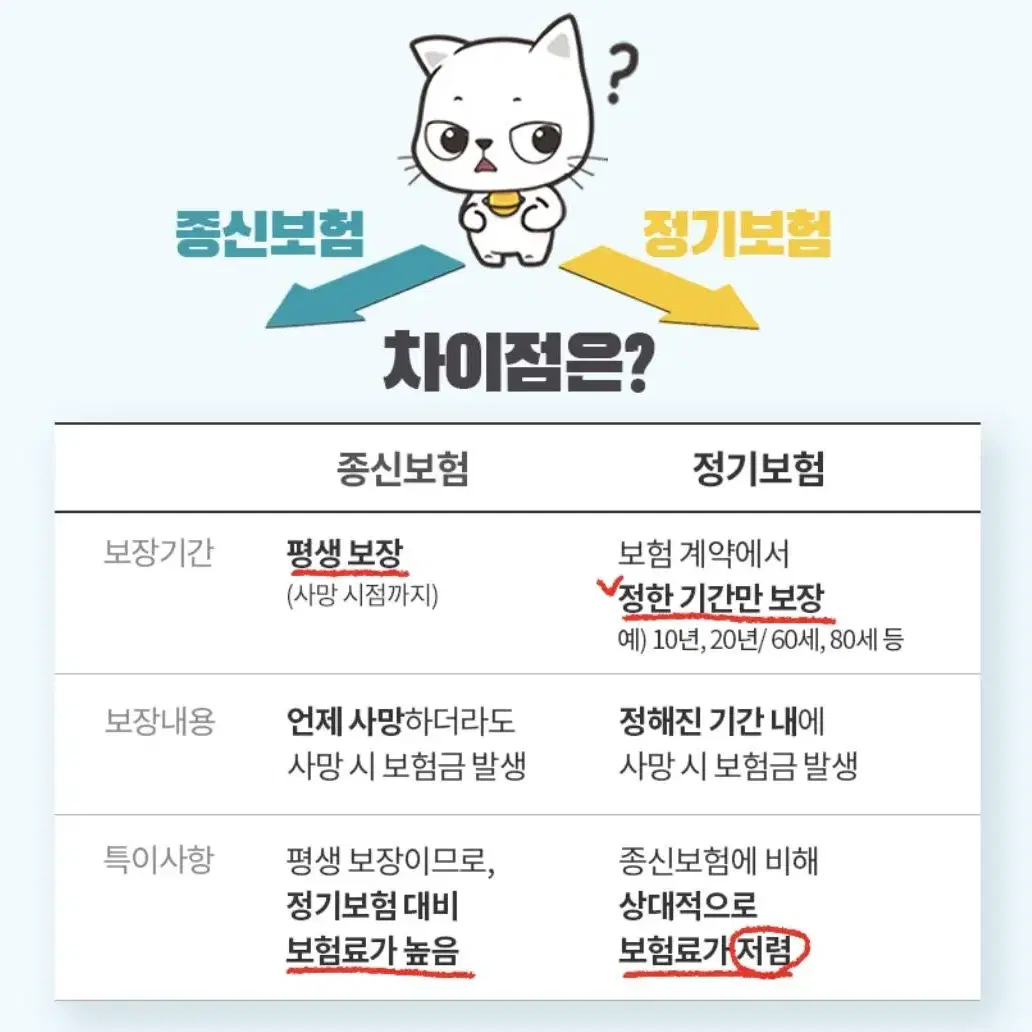 정기보험?종신보험? 무엇이 다른가요?