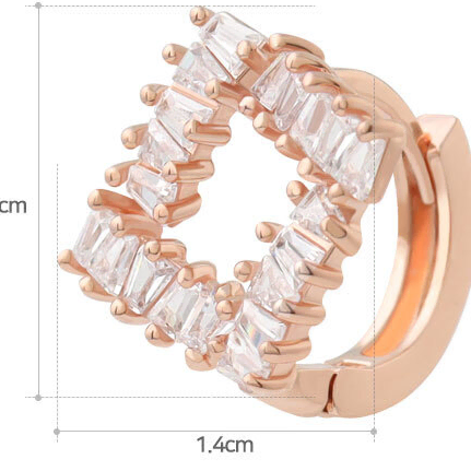 네모 스퀘어 계단 사각 사다리꼴 큐빅 로즈골드 링귀걸이