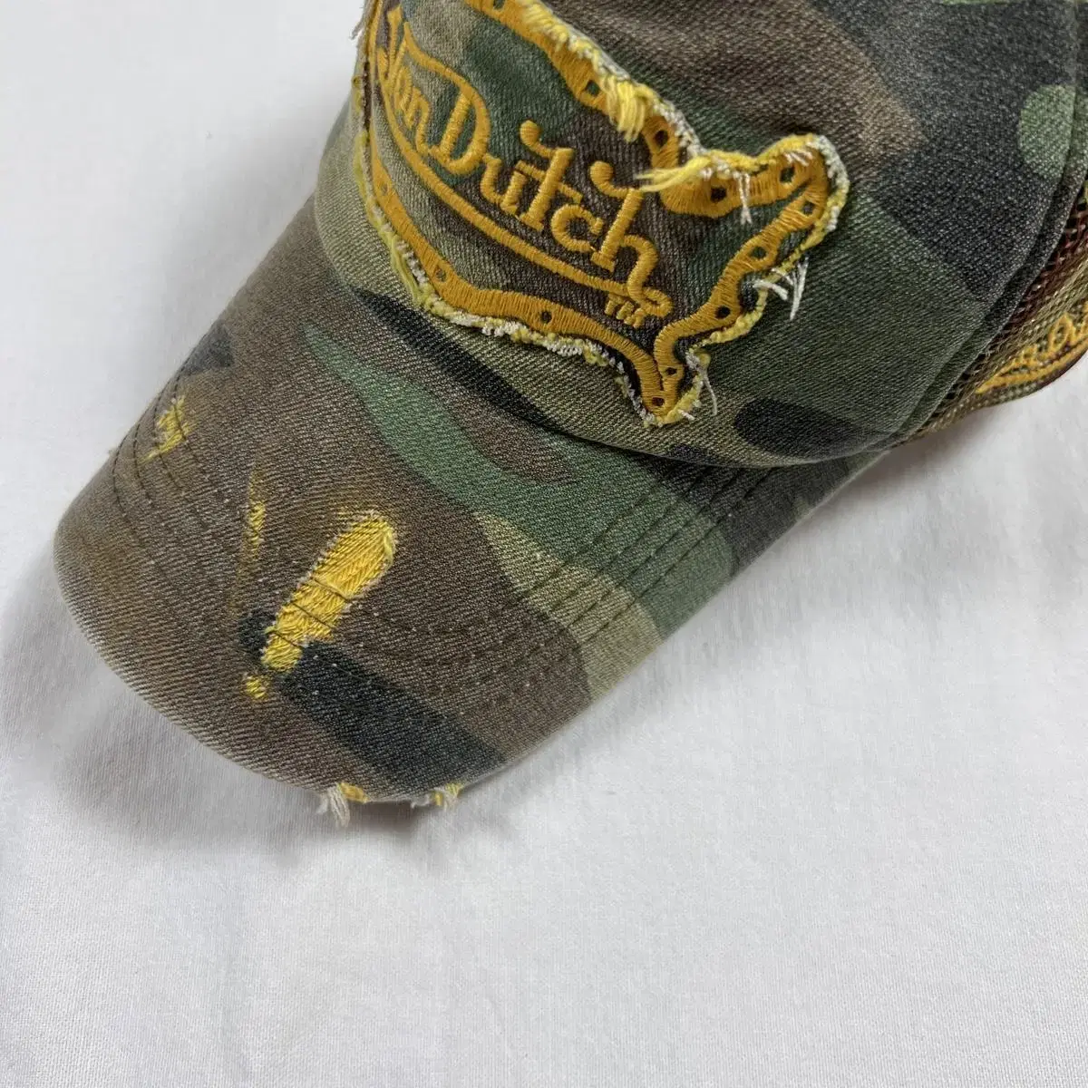 본더치 von dutch 로고 카모패턴 메쉬 트러커 캡 모자