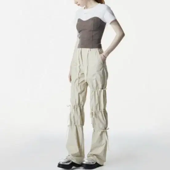 쓰리투에이티 3-TIER SHIRRED PANTS 셔링 팬츠 베이지