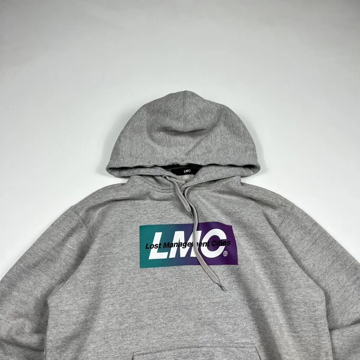 LMC 박스로고 박시 그레이 후드티 (실측L)