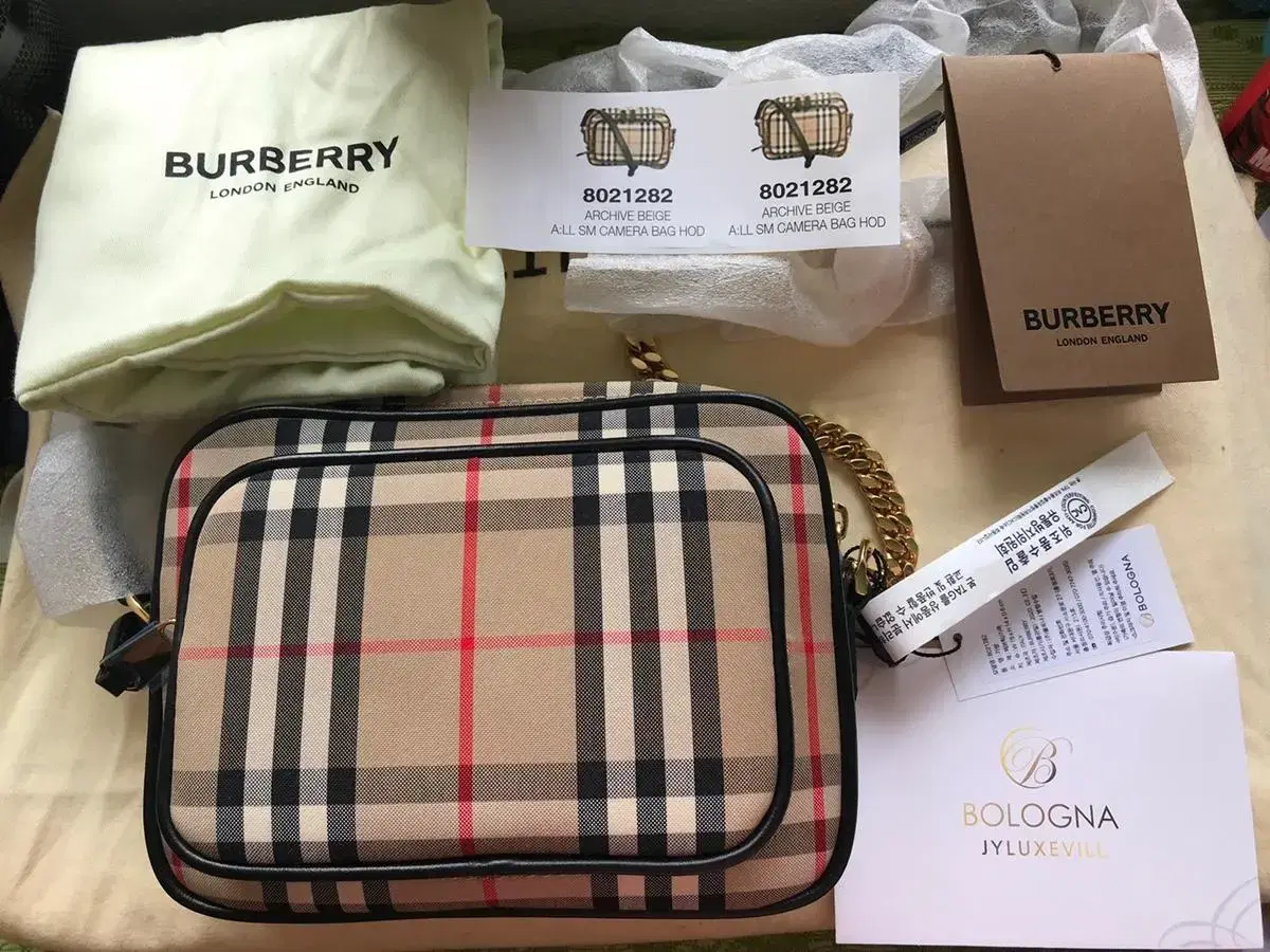 Burberry Vintage Check Canvas Leather Trimmed Camera Bag