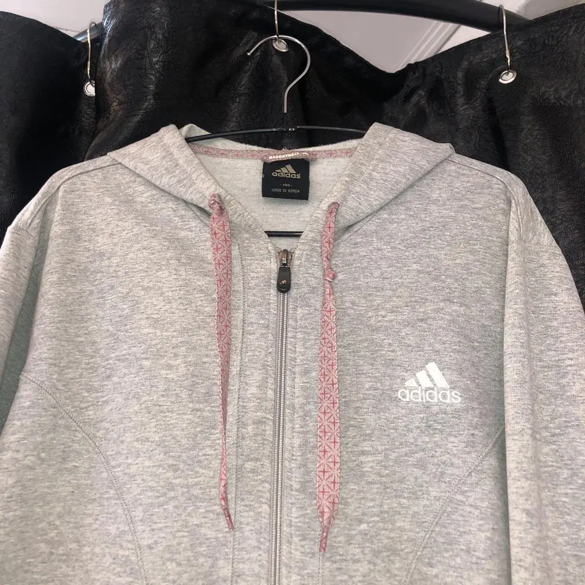 Vintage Adidas gray glimmer hood zip u