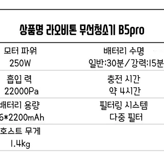 차이슨 무선청소기 라오비톤 청소기 B5