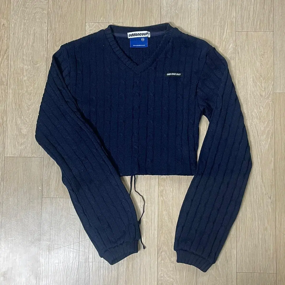 Odd One Out Cropped Quilted Knit Top Navy ODD ONE OUT