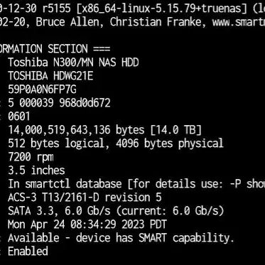 도시바 NAS N300 14TB 5200시간