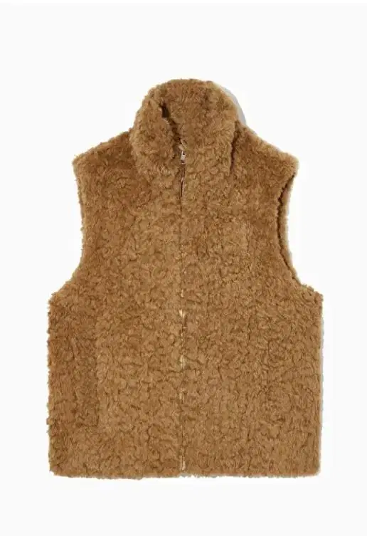 Cotton Teddy Zip-up Gilet Brown 34