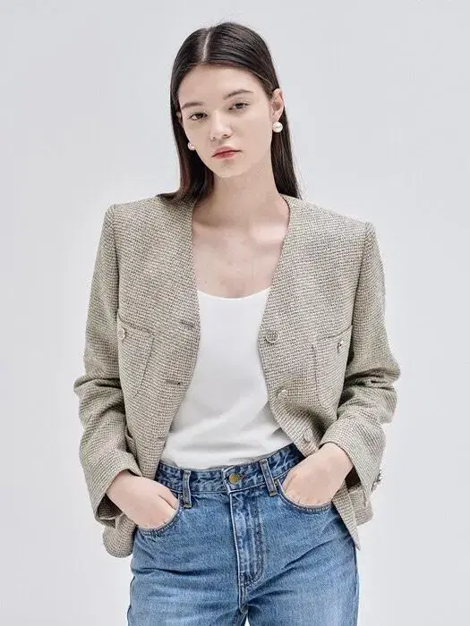 닐바이피 23SN tweed crop jacket [BE] 36