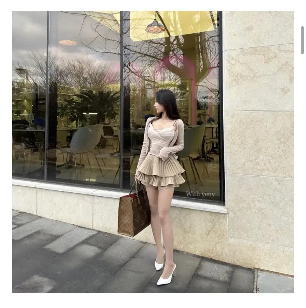 Pleated can-can skirt pants Yenirang Shop Beige S,M Both available